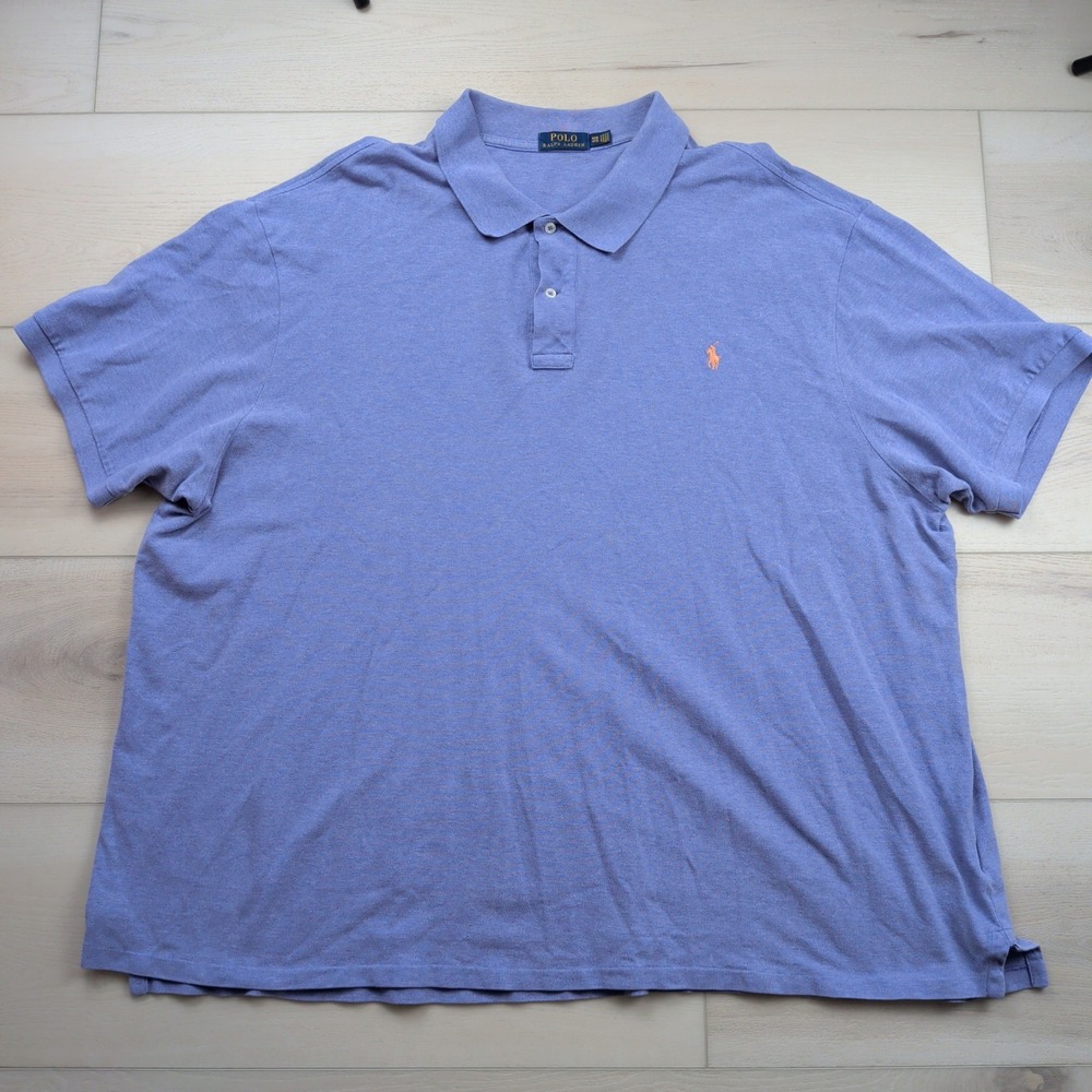 Polo Ralph Lauren Polo Shirt Mens 4XB Purple Cotton Pique Knit Short Sleeve Pony